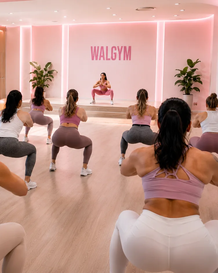 Un cours collectif de renforcement chez Walgym, entre femmes dans la salle rose